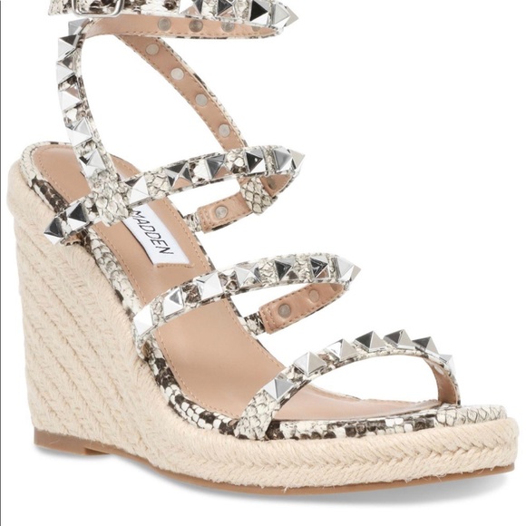 Rockstud Steve Madden snake silver studded espadrilles  6.5. Gently worn EUC HOT - Picture 1 of 4